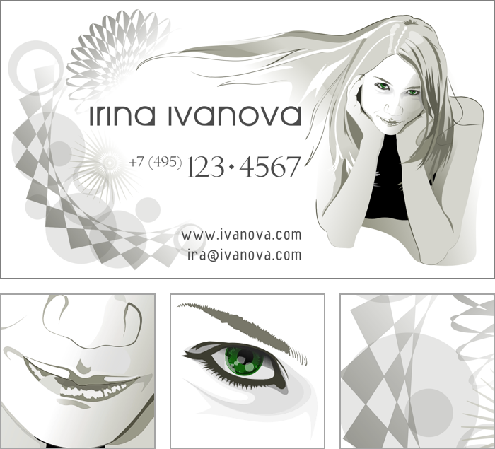 Business card with owner's portrait.