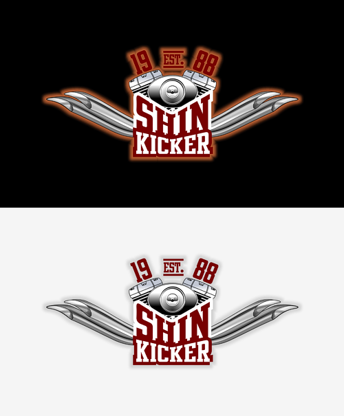Shinkicker pub logo design, biker, harley davidson, twin cam 88, v-twin