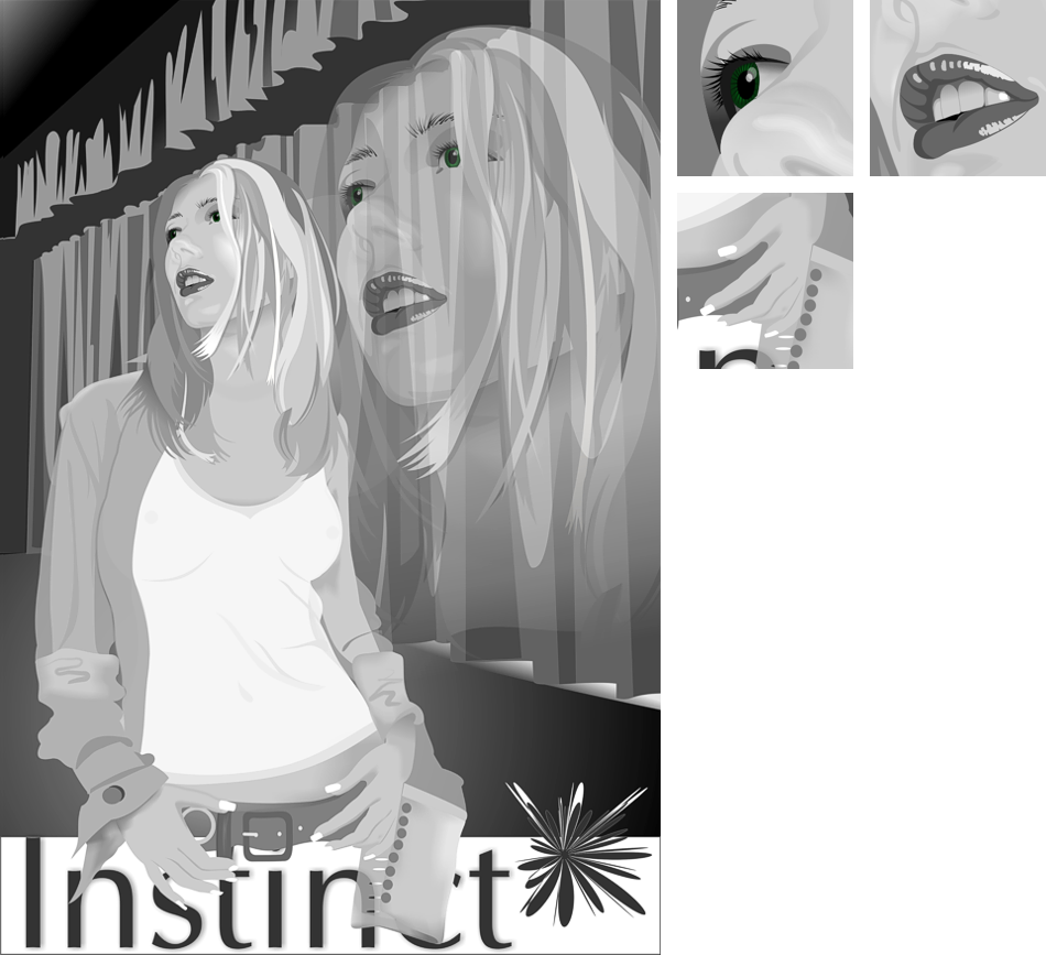 Stage (vector illustration, young woman portrait)