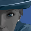 Portrait of a woman wearing hat (vector illustration, vector drawing)