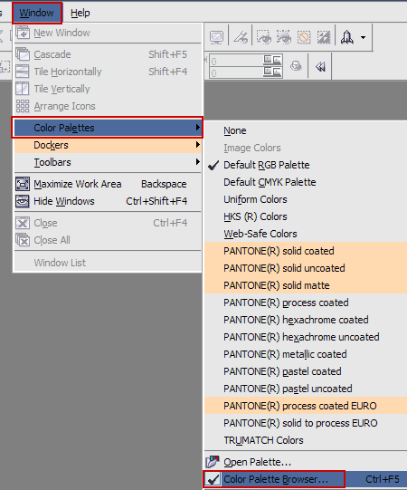 рис. 1. Открываем меню Color Palette Browser