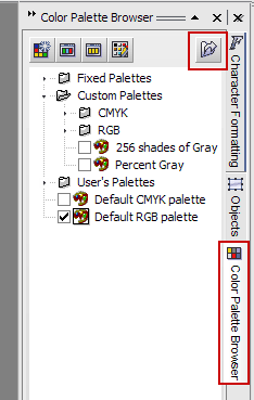 рис. 2. Меню закладки Color Palette Browser